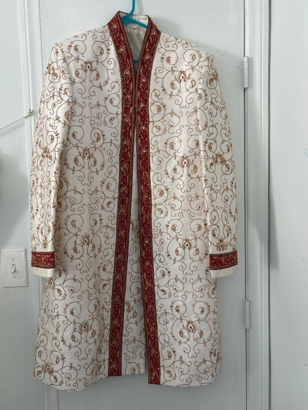 White and Red Indian Sherwani